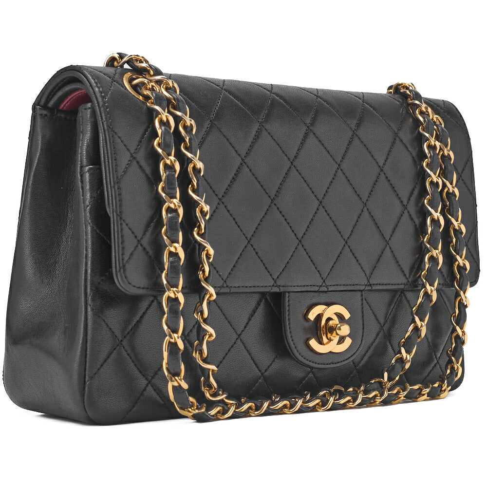 CHANEL Chain Shoulder Bag, Matelasse, Lambskin, Black, Gold-Tone Hardware, Pre-Owned - Vintage La Charme