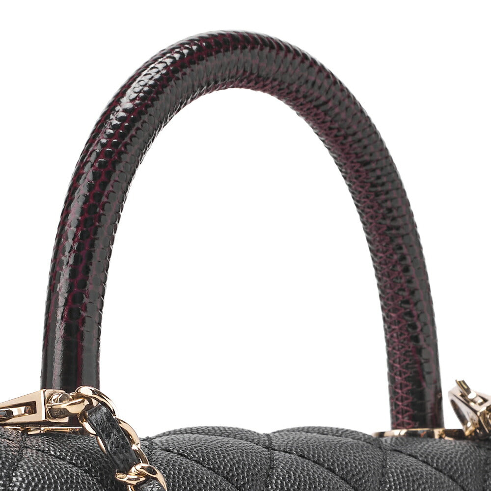 CHANEL Shoulder Bag Handbag Matelasse Coco Handle 2WAY Caviar Skin Black Gold-Tone Hardware Pre-Owned - Vintage La Charme