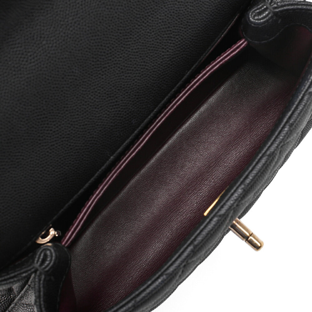 CHANEL Shoulder Bag Handbag Matelasse Coco Handle 2WAY Caviar Skin Black Gold-Tone Hardware Pre-Owned - Vintage La Charme