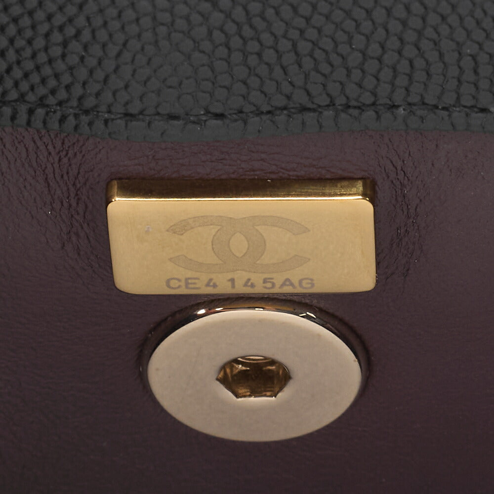 CHANEL Shoulder Bag Handbag Matelasse Coco Handle 2WAY Caviar Skin Black Gold-Tone Hardware Pre-Owned - Vintage La Charme