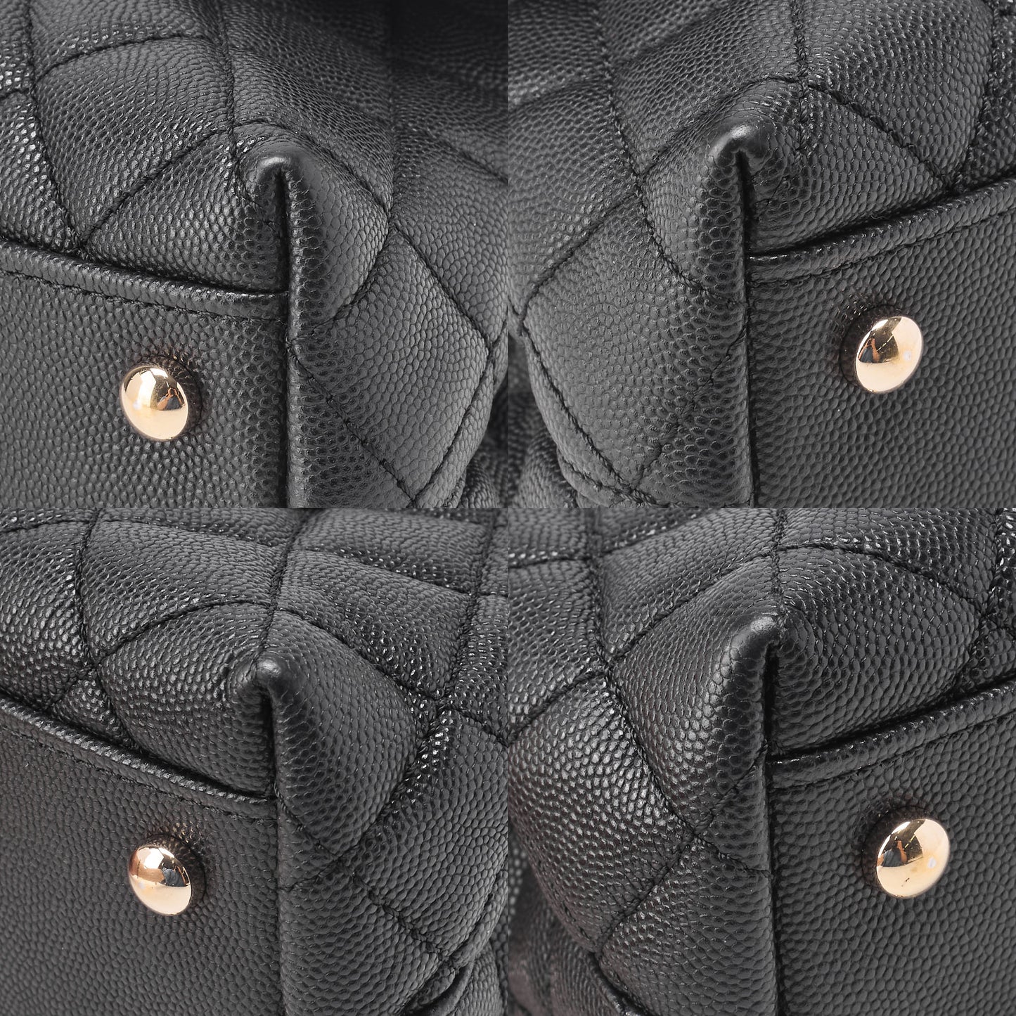 CHANEL Shoulder Bag Handbag Matelasse Coco Handle 2WAY Caviar Skin Black Gold-Tone Hardware Pre-Owned - Vintage La Charme