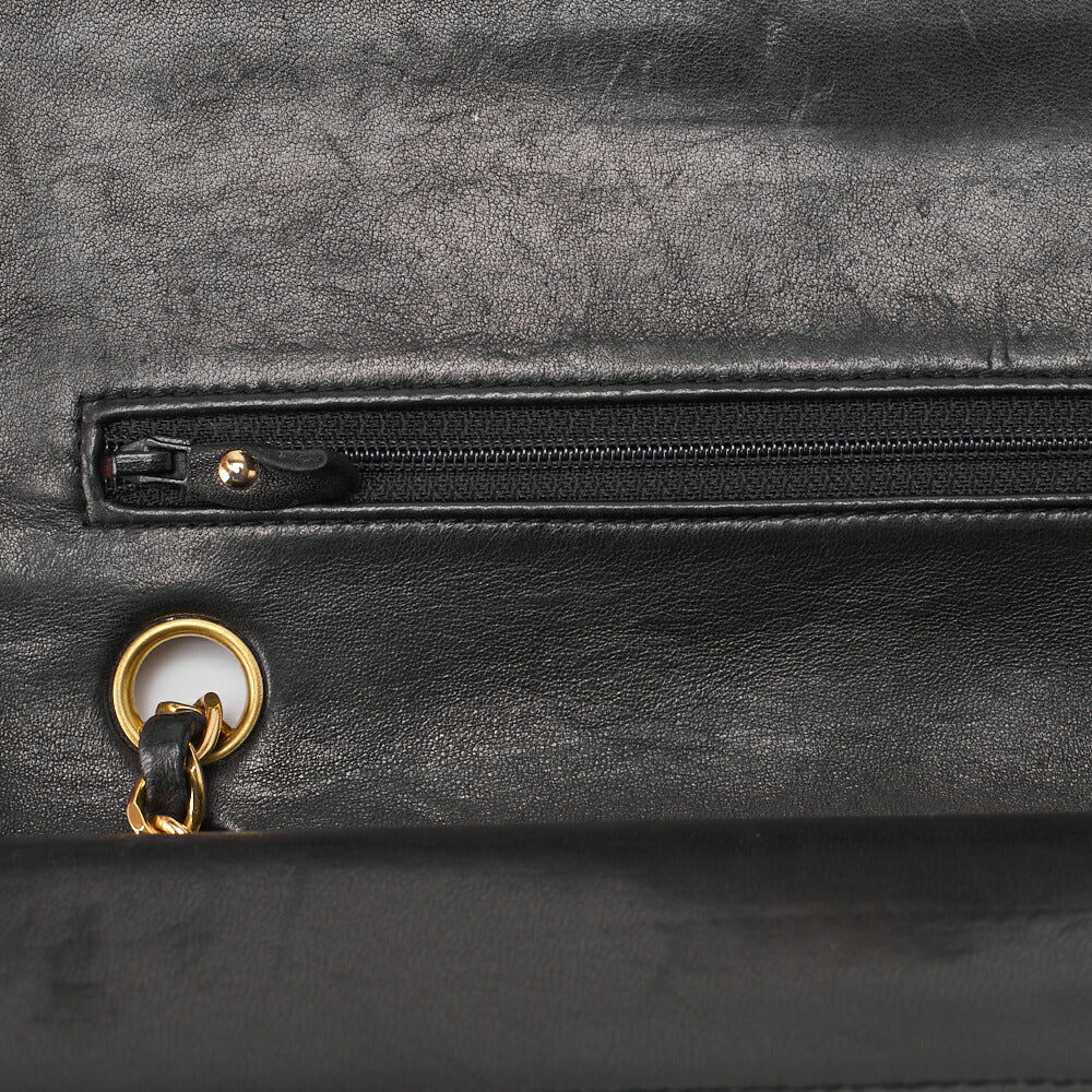 CHANEL Shoulder Bag Matelasse Double Flap Lambskin Black Gold-Tone Hardware Pre-Owned - Vintage La Charme