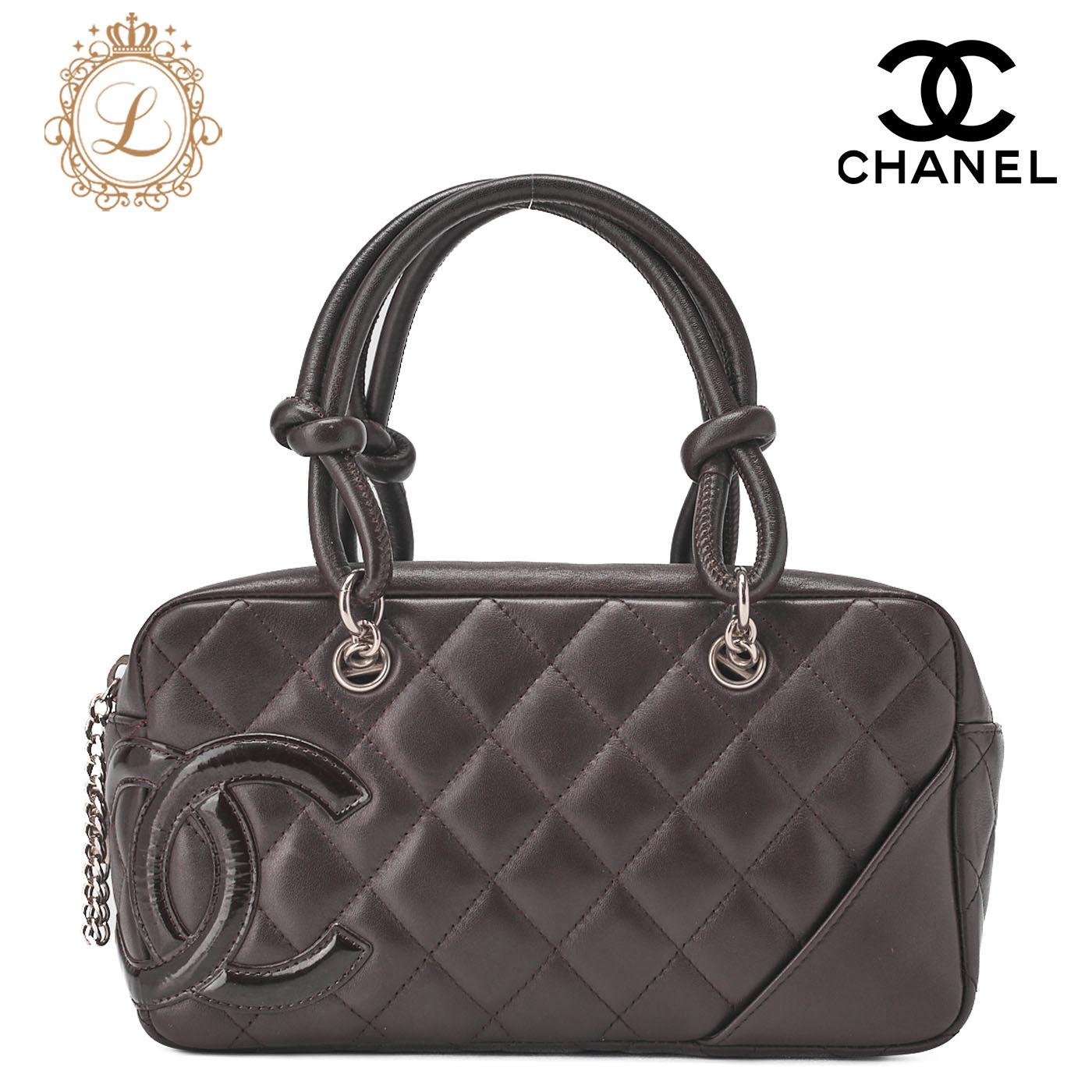 CHANEL Mini Tote Bag, Cambon Line, Calfskin, Brown, Silver-Tone Hardware, Pre-Owned - Vintage La Charme