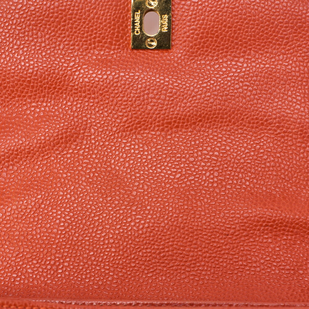 CHANEL Chain Backpack Bag Triple Coco Turn Lock Caviar Skin Orange Gold-Tone Hardware Pre-Owned - Vintage La Charme