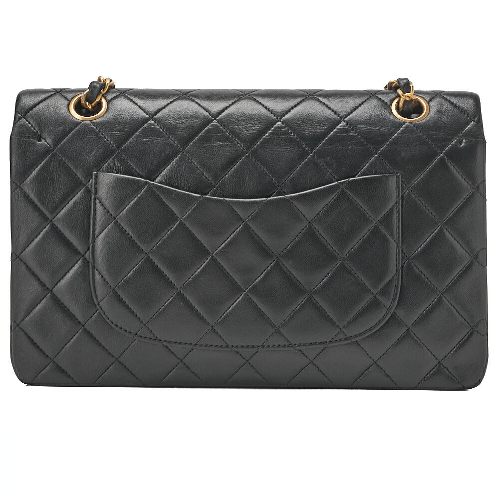 CHANEL Shoulder Bag Matlasse Double Flap 25cm Chain Shoulder Lambskin Black Gold-Tone Hardware, Pre-Owned