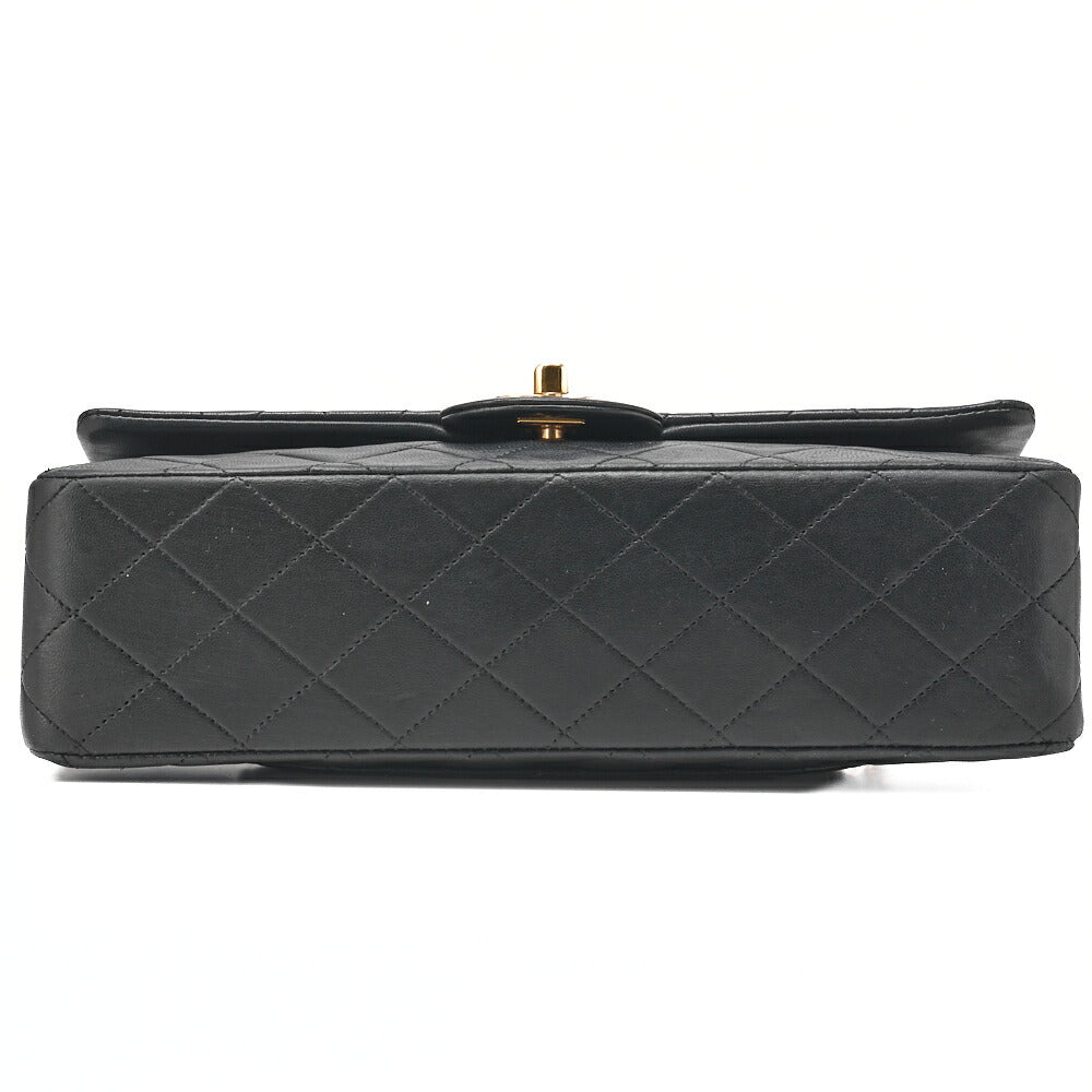 CHANEL Shoulder Bag Matlasse Double Flap 25cm Chain Shoulder Lambskin Black Gold-Tone Hardware, Pre-Owned