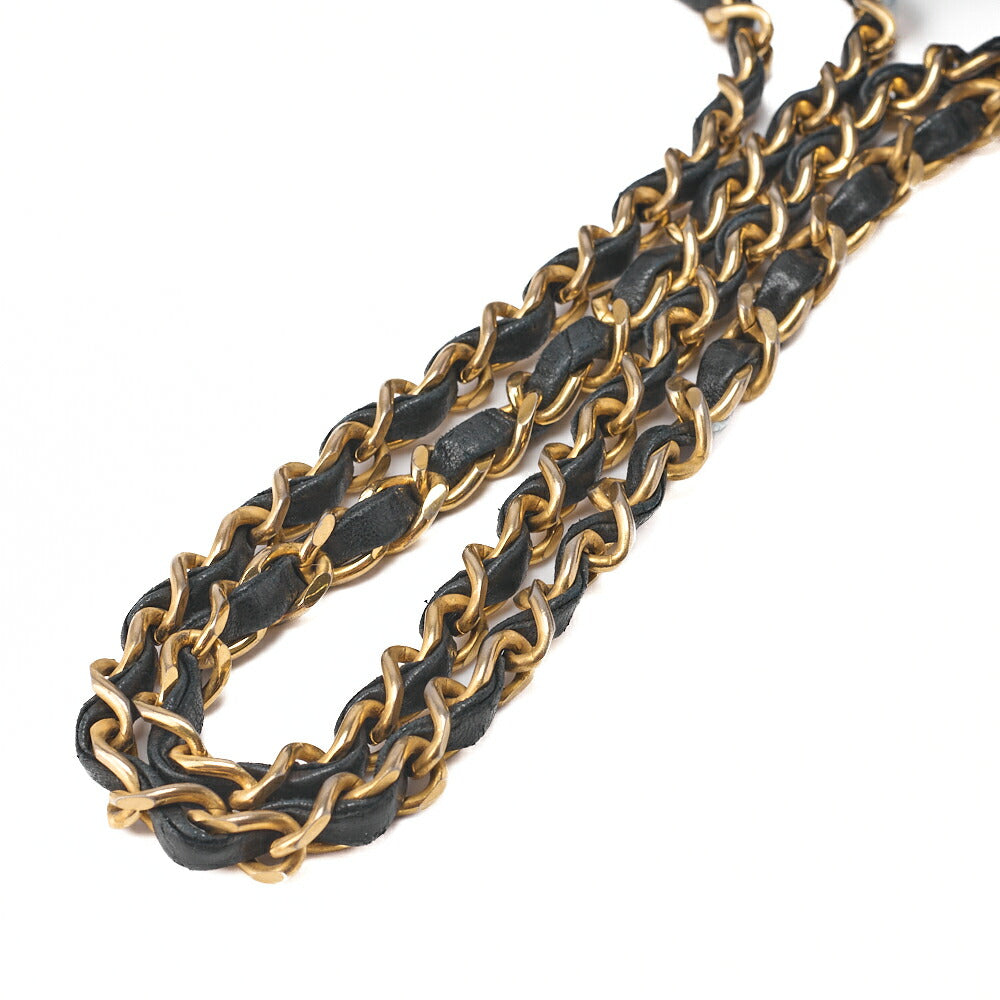 CHANEL Shoulder Bag Matlasse Double Flap 25cm Chain Shoulder Lambskin Black Gold-Tone Hardware, Pre-Owned