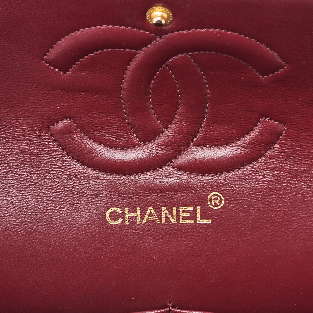 CHANEL Shoulder Bag Matlasse Double Flap 25cm Chain Shoulder Lambskin Black Gold-Tone Hardware, Pre-Owned
