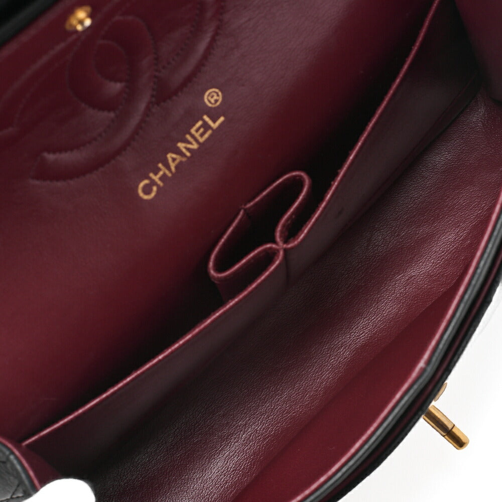 CHANEL Shoulder Bag Matlasse Double Flap 25cm Chain Shoulder Lambskin Black Gold-Tone Hardware, Pre-Owned