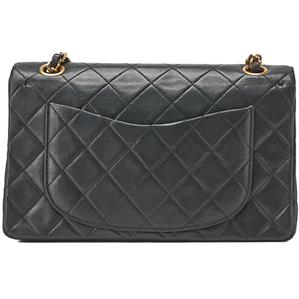 CHANEL Chain Shoulder Bag Matlasse Double Flap 23cm Lambskin Black Gold-Tone Hardware, Pre-Owned