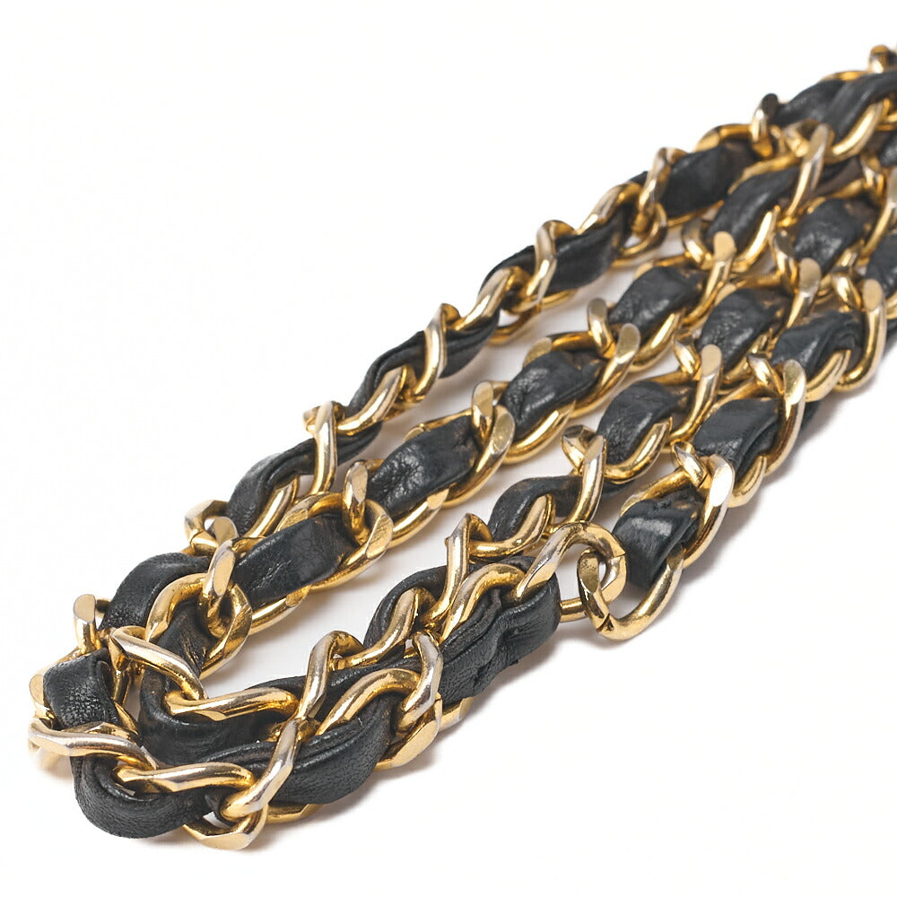 CHANEL Chain Shoulder Bag Matlasse Double Flap 23cm Lambskin Black Gold-Tone Hardware, Pre-Owned