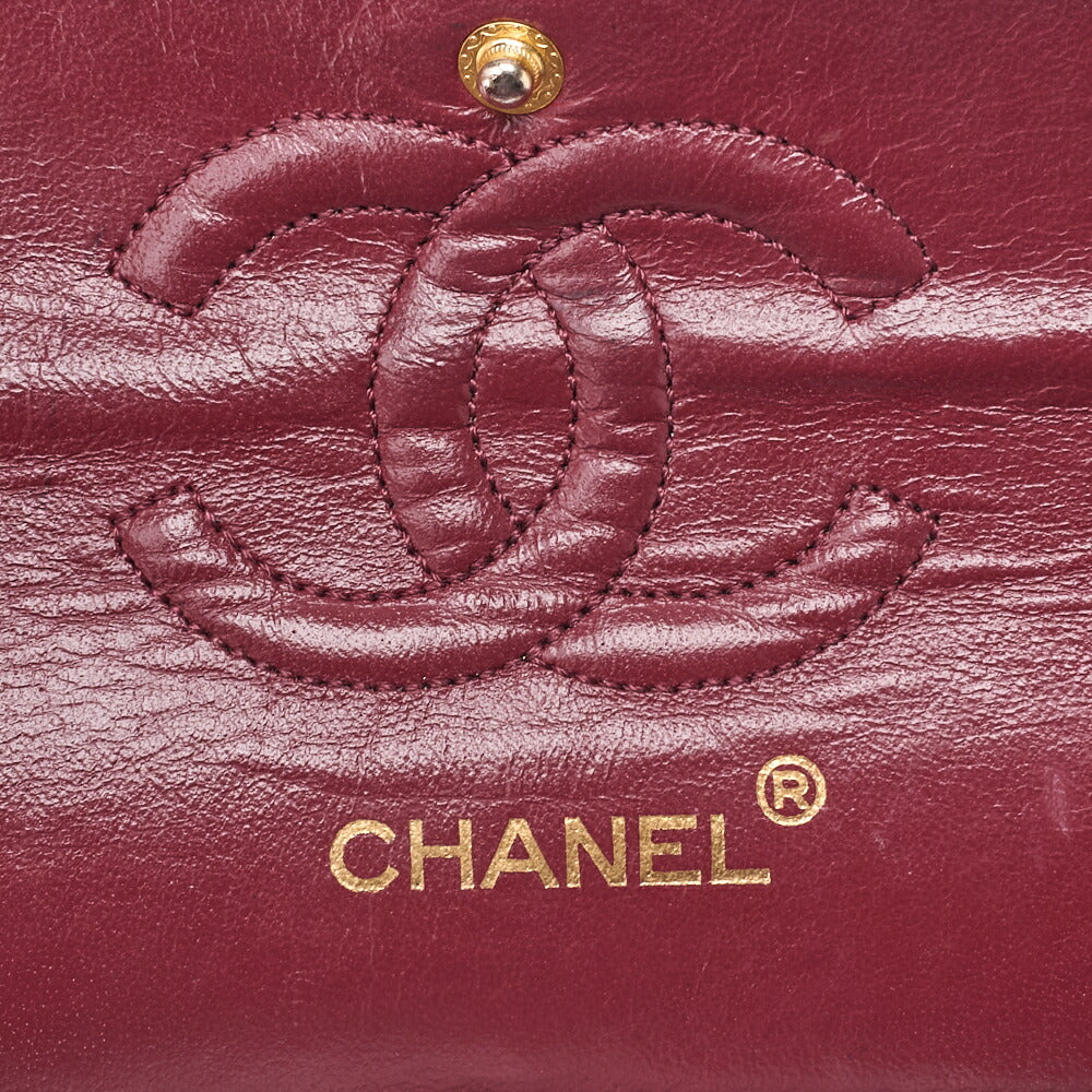 CHANEL Chain Shoulder Bag Matlasse Double Flap 23cm Lambskin Black Gold-Tone Hardware, Pre-Owned