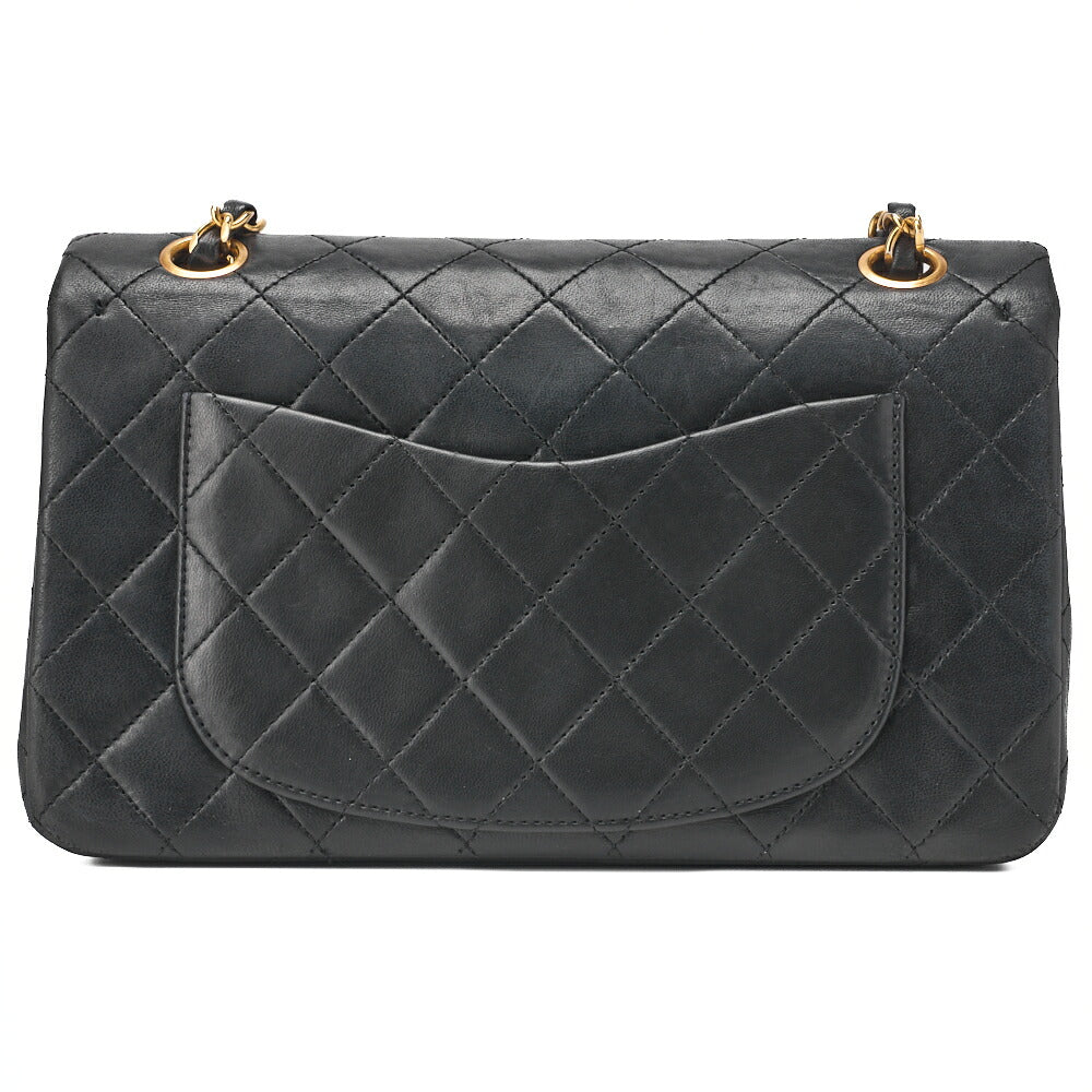 CHANEL Chain Shoulder Bag Matlasse Double Flap 23cm Lambskin Black Gold-Tone Hardware, Pre-Owned