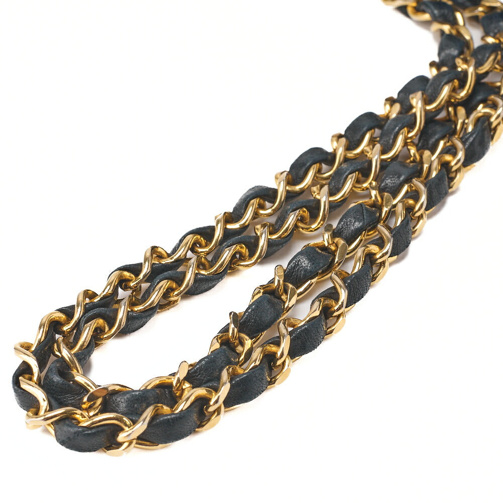 CHANEL Chain Shoulder Bag Matlasse Double Flap 23cm Lambskin Black Gold-Tone Hardware, Pre-Owned