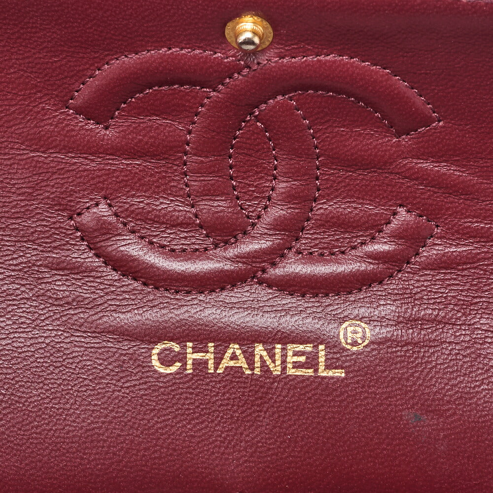 CHANEL Chain Shoulder Bag Matlasse Double Flap 23cm Lambskin Black Gold-Tone Hardware, Pre-Owned