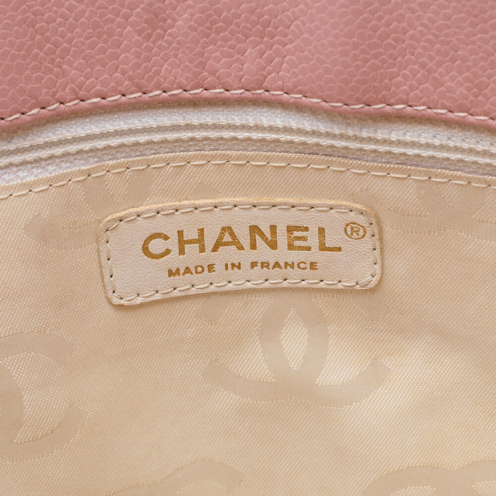 CHANEL Tote Bag Coco Mark Caviar Skin Pink Gold-Tone Hardware, Pre-Owned