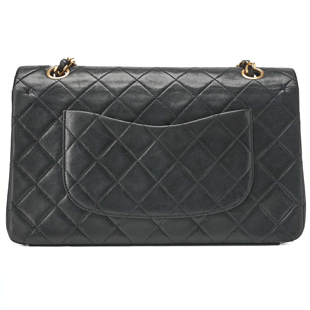 CHANEL Shoulder Bag Matlasse Double Flap 25cm Chain Shoulder Lambskin Black Gold Gold-Tone Hardware, Pre-Owned