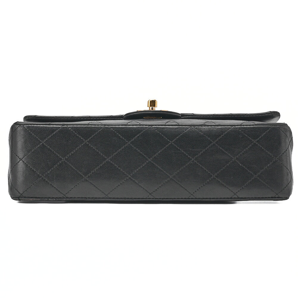 CHANEL Shoulder Bag Matlasse Double Flap 25cm Chain Shoulder Lambskin Black Gold Gold-Tone Hardware, Pre-Owned