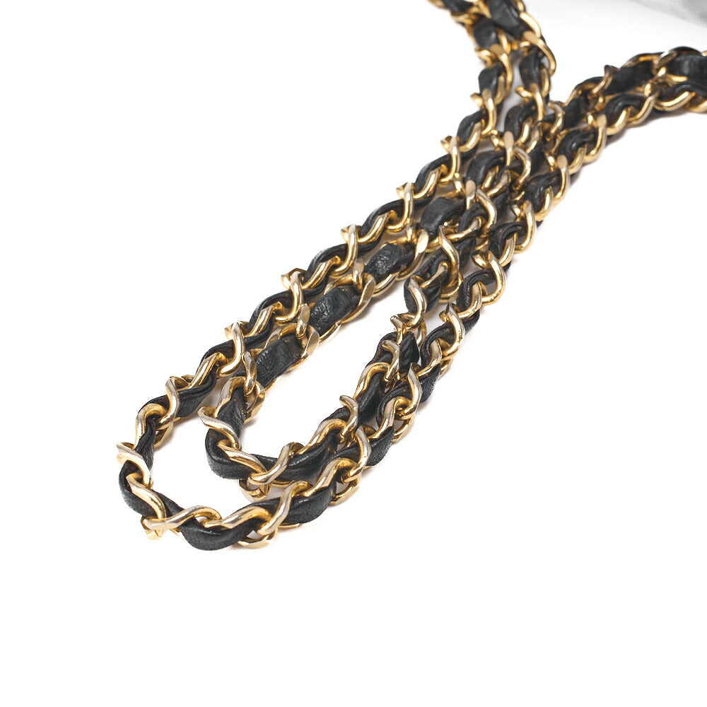 CHANEL Shoulder Bag Matlasse Double Flap 25cm Chain Shoulder Lambskin Black Gold Gold-Tone Hardware, Pre-Owned