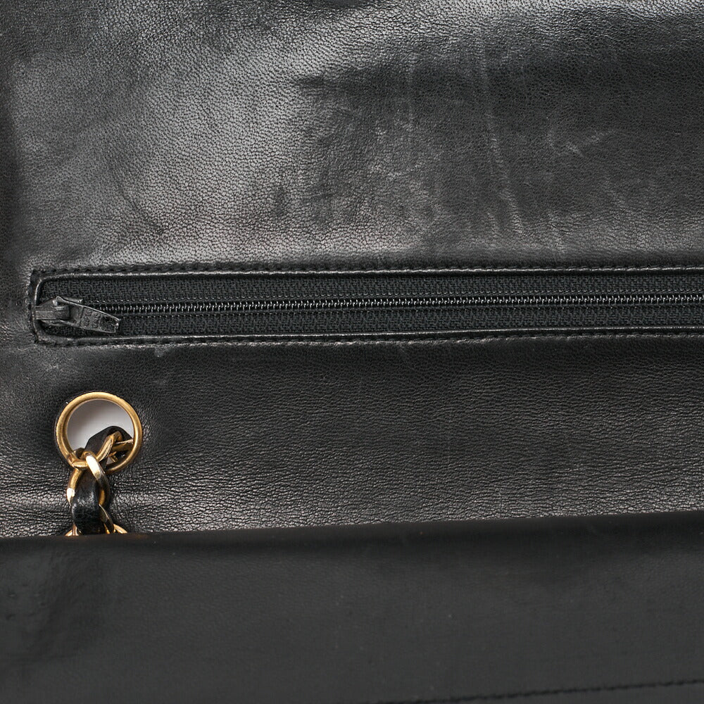 CHANEL Shoulder Bag Matlasse Double Flap 25cm Chain Shoulder Lambskin Black Gold Gold-Tone Hardware, Pre-Owned