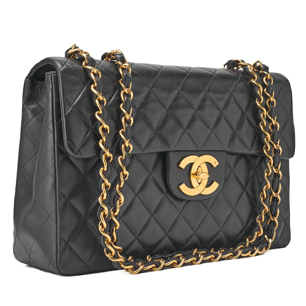 CHANEL Chain Shoulder Bag Big Ma Trusse 34cm Lambskin Black Gold-Tone Hardware, Pre-Owned