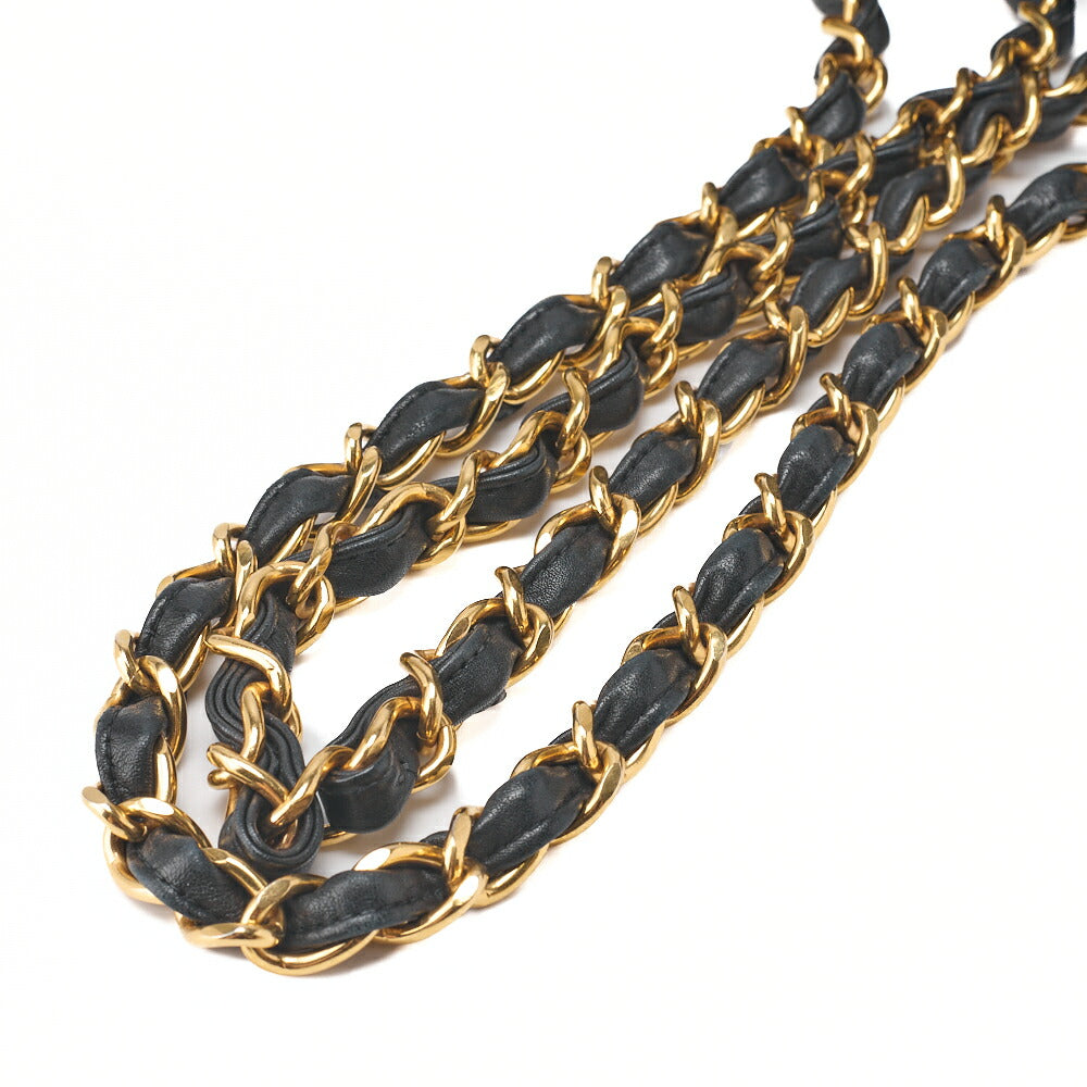 CHANEL Chain Shoulder Bag Big Ma Trusse 34cm Lambskin Black Gold-Tone Hardware, Pre-Owned