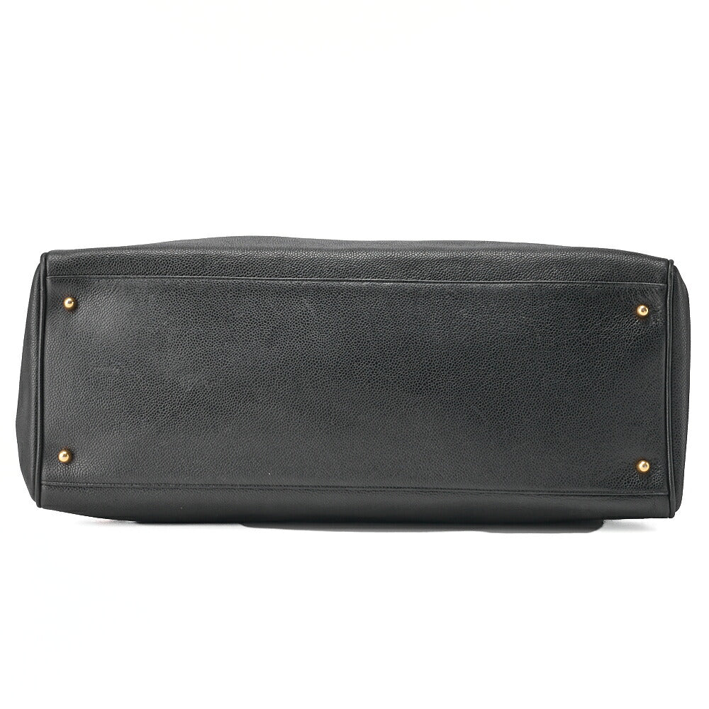 CHANEL Shoulder Bag Supermodel Coco Mark Deca Coco Double Chain Shoulder Caviar Skin Black Gold-Tone Hardware, Pre-Owned
