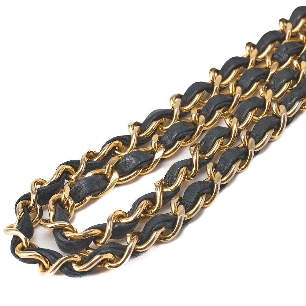 CHANEL Chain Shoulder Matlasse Turn Lock Straight Flap Chain Shoulder Lambskin Black Gold-Tone Hardware, Pre-Owned