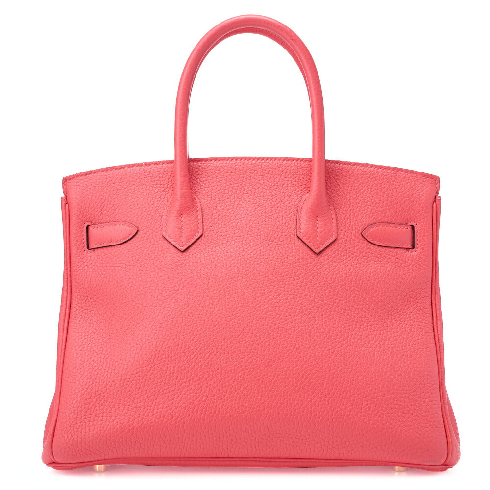 HERMES Birkin 30 Handbag Tryon Clemence Rose Jaipur Gold-Tone Hardware, Pre-Owned