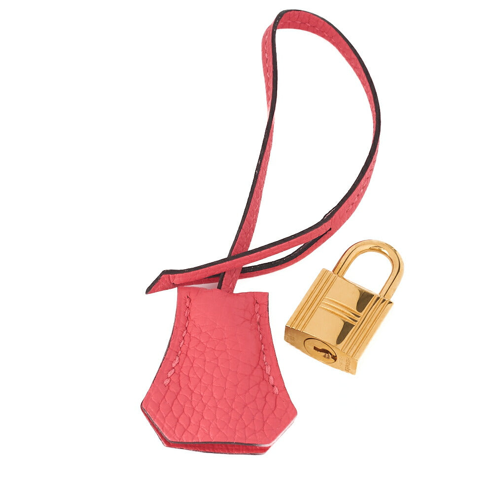 HERMES Birkin 30 Handbag Tryon Clemence Rose Jaipur Gold-Tone Hardware, Pre-Owned