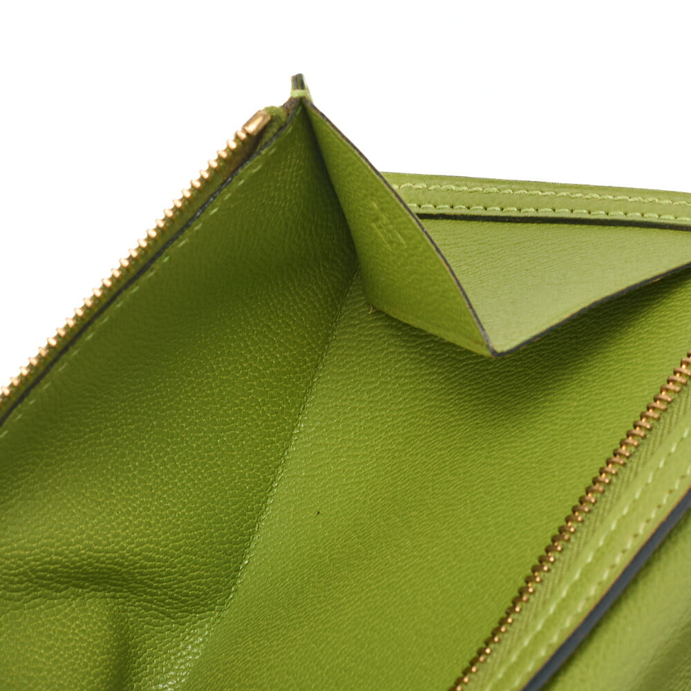 HERMES Béance Souffle 2 Fold Long Wallet Lizard Anisegrin Anis green Gold-Tone Hardware, Pre-Owned