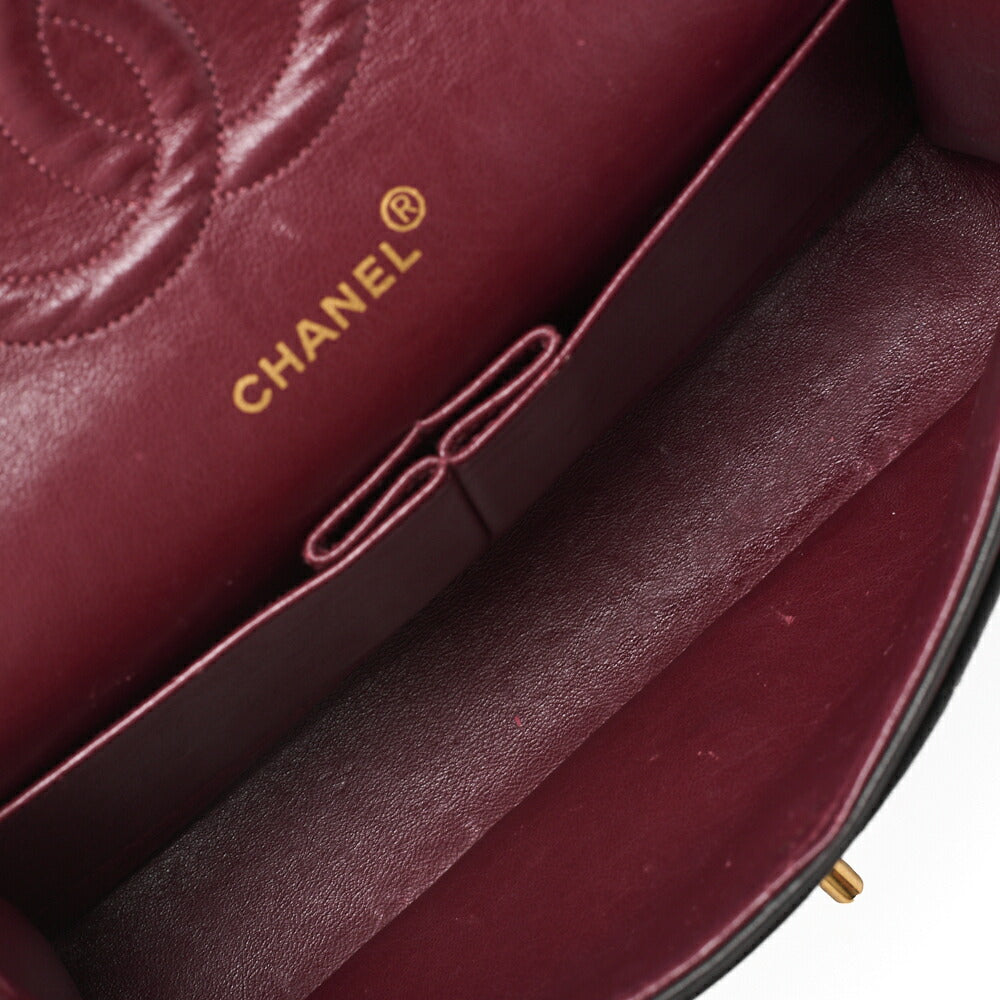 CHANEL Shoulder Bag Matlasse Double Flap 25cm Chain Shoulder Lambskin Black Gold-Tone Hardware, Pre-Owned