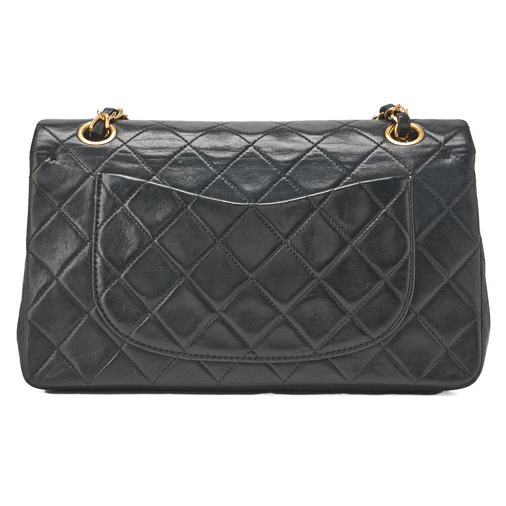 CHANEL Chain Shoulder Bag Matlasse Double Flap 23cm Lambskin Black Gold-Tone Hardware, Pre-Owned