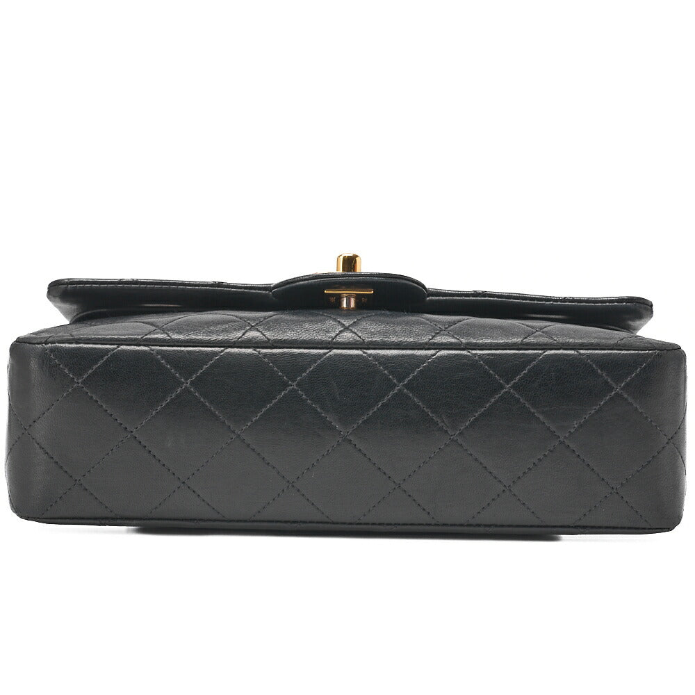 CHANEL Chain Shoulder Bag Matlasse Double Flap 23cm Lambskin Black Gold-Tone Hardware, Pre-Owned