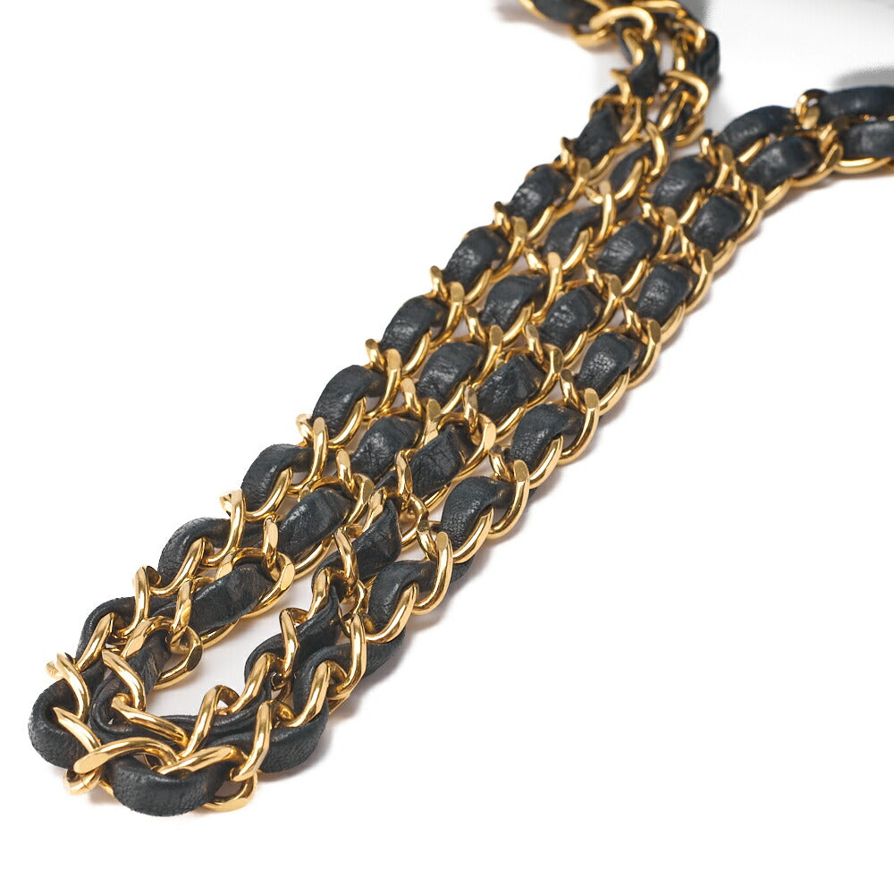 CHANEL Chain Shoulder Bag Matlasse Double Flap 23cm Lambskin Black Gold-Tone Hardware, Pre-Owned