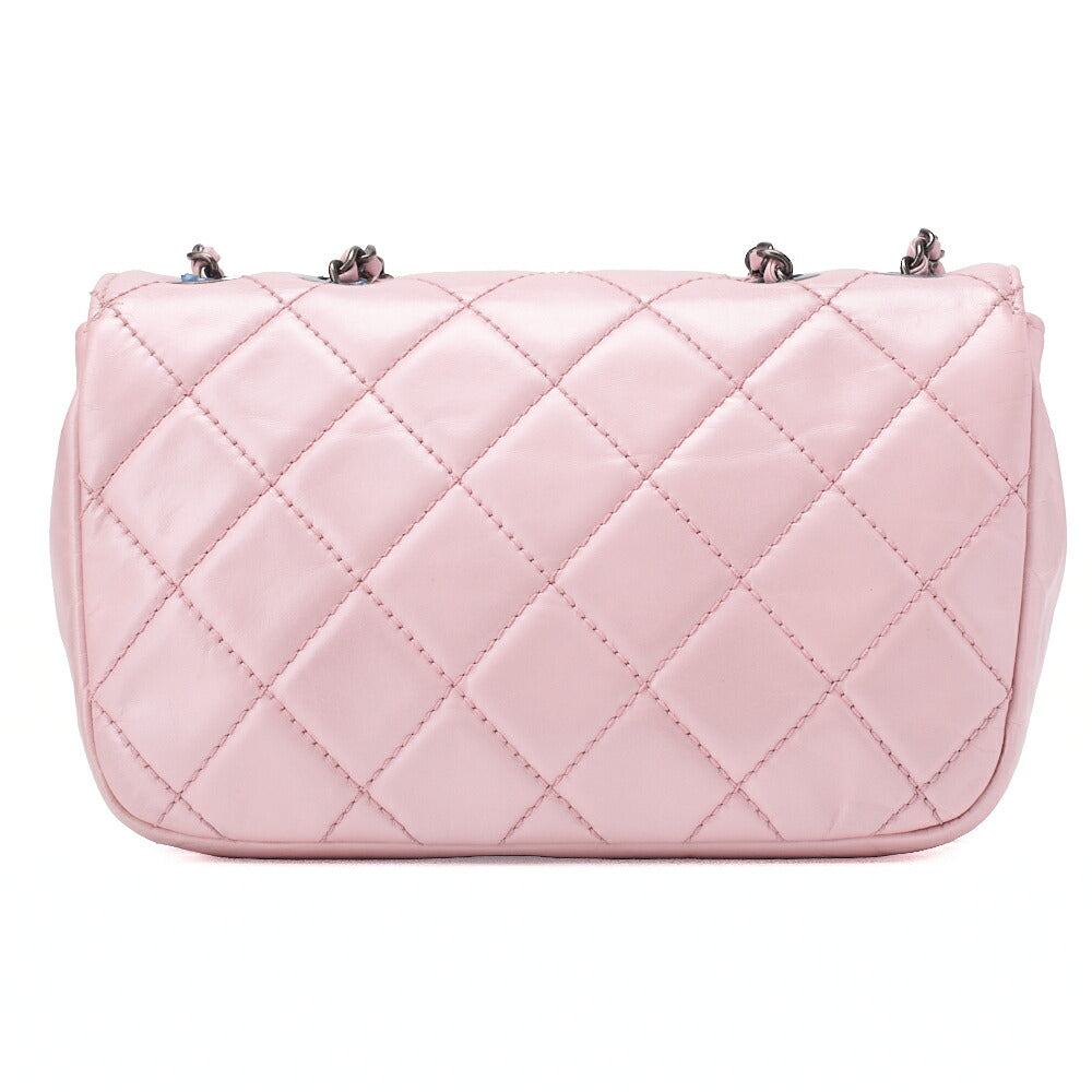 CHANEL Chain Shoulder Bag Matlasse Vintage Calf Mini Pink Silver-Tone Hardware, Pre-Owned