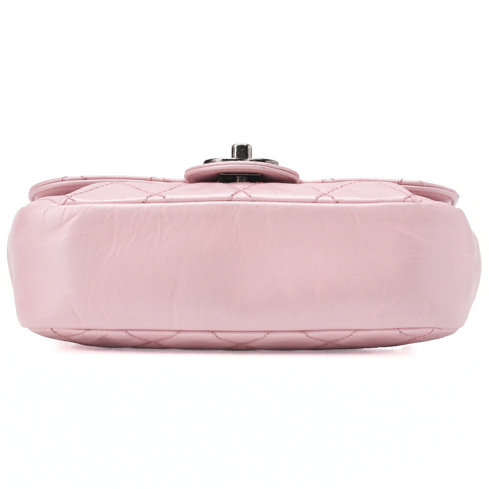 CHANEL Chain Shoulder Bag Matlasse Vintage Calf Mini Pink Silver-Tone Hardware, Pre-Owned