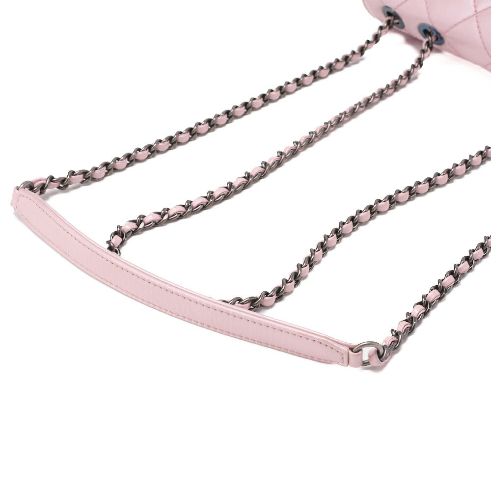 CHANEL Chain Shoulder Bag Matlasse Vintage Calf Mini Pink Silver-Tone Hardware, Pre-Owned