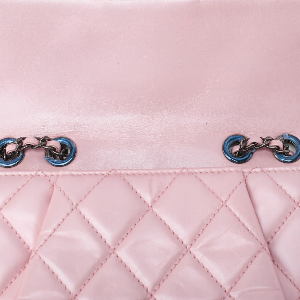 CHANEL Chain Shoulder Bag Matlasse Vintage Calf Mini Pink Silver-Tone Hardware, Pre-Owned