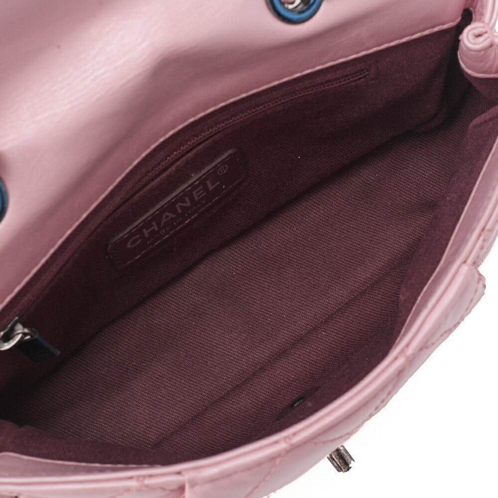 CHANEL Chain Shoulder Bag Matlasse Vintage Calf Mini Pink Silver-Tone Hardware, Pre-Owned