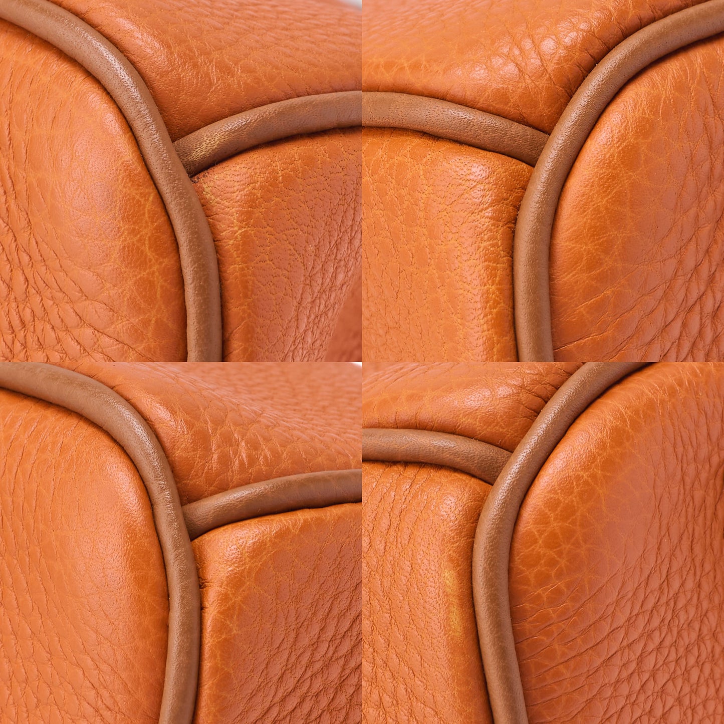 HERMES Birkin 35 Handbag Togo Orange Silver-Tone Hardware, Pre-Owned