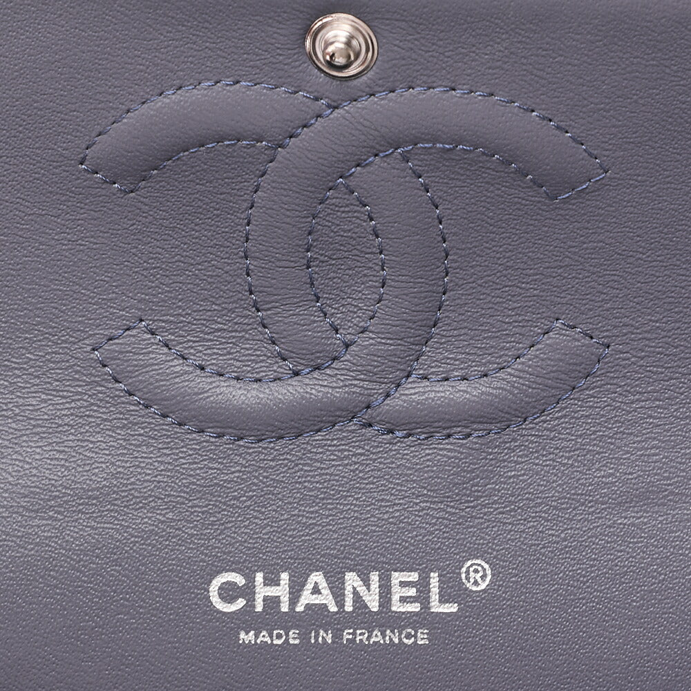 CHANEL Shoulder Bag Matlasse Double Flap 25cm Chain Shoulder Lambskin Purple Silver-Tone Hardware, Pre-Owned