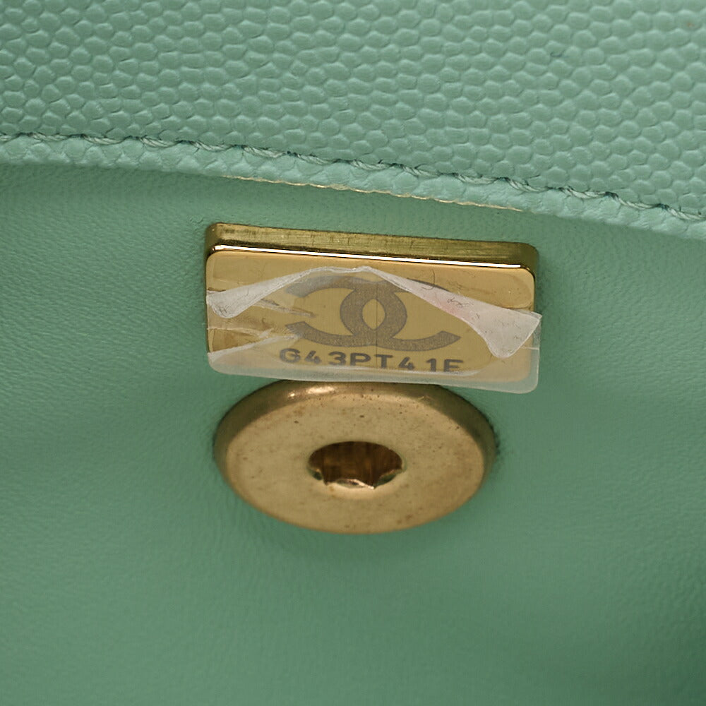 CHANEL Shoulder Bag Handbag Matlasse Coco Handle 2WAY Caviar Skin Green Gold-Tone Hardware, Pre-Owned