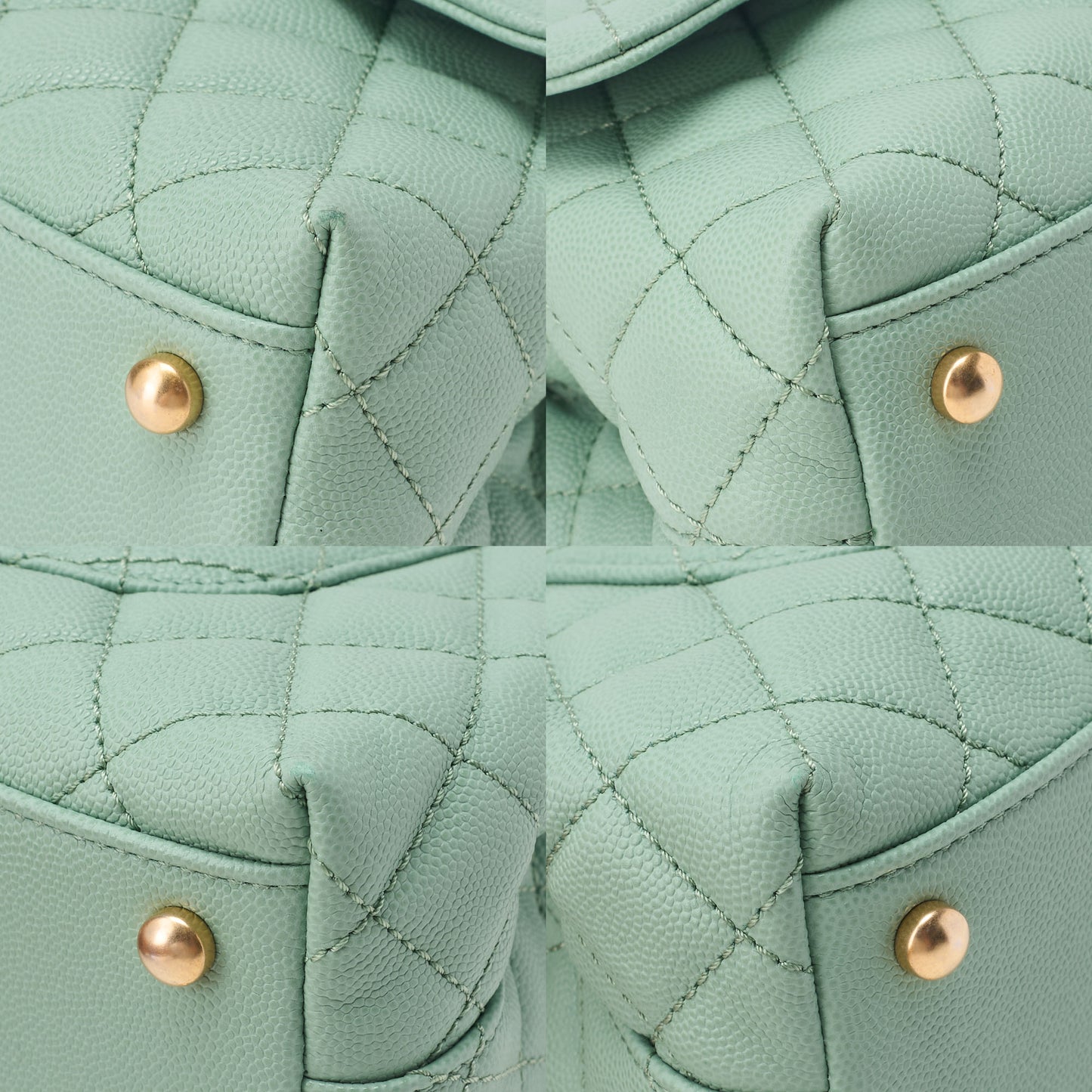 CHANEL Shoulder Bag Handbag Matlasse Coco Handle 2WAY Caviar Skin Green Gold-Tone Hardware, Pre-Owned
