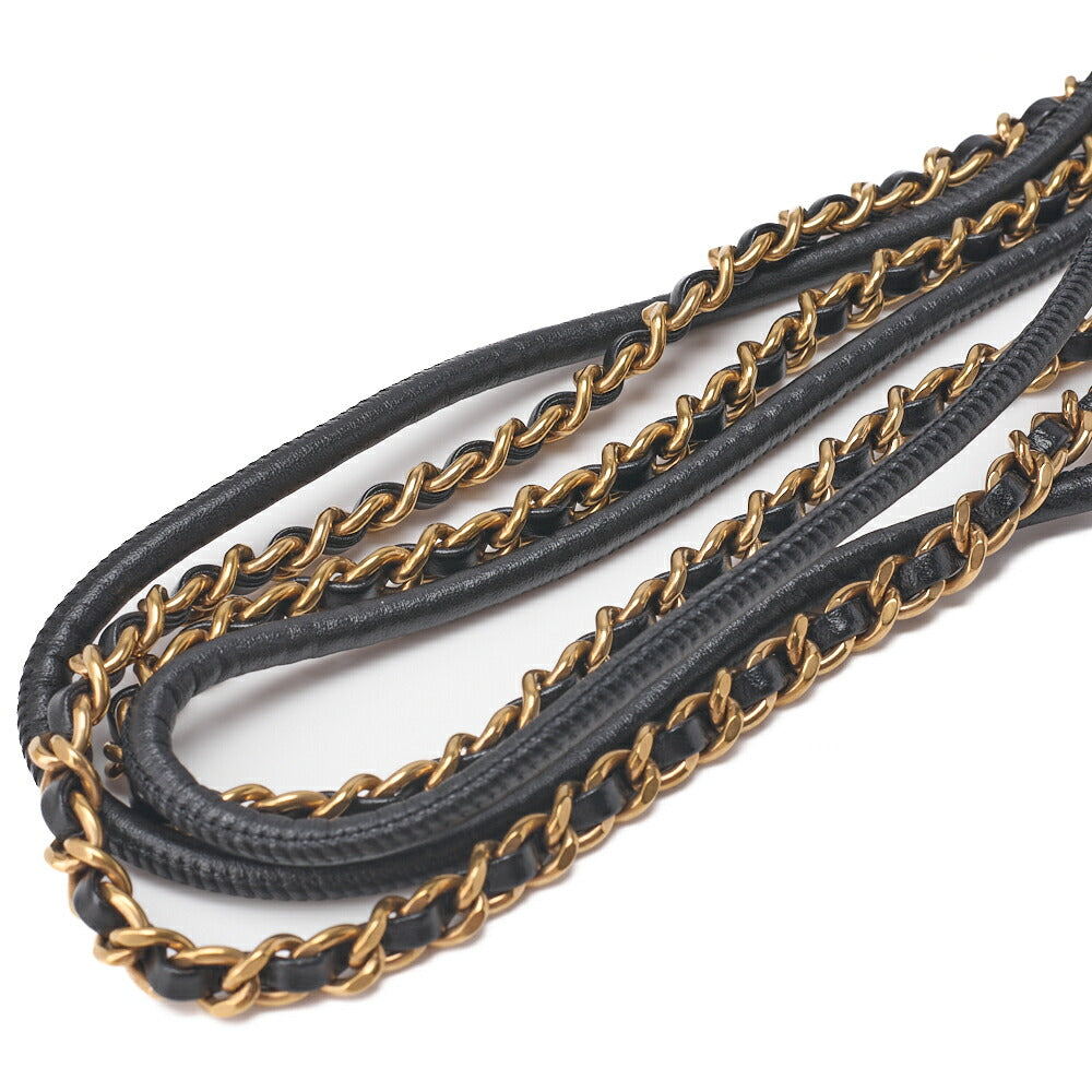 CHANEL 22 Mini Calfskin Black Drawstring Chain Shoulder Bag (Gold-Tone Hardware, Pre-Owned