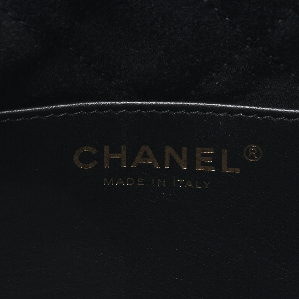 CHANEL 22 Mini Calfskin Black Drawstring Chain Shoulder Bag (Gold-Tone Hardware, Pre-Owned