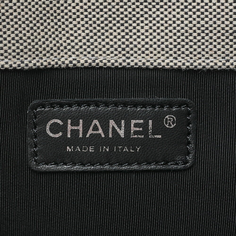 CHANEL Tote Bag Choco Bar Camellia Canvas Gray × Yellow Silver-Tone Hardware, Pre-Owned