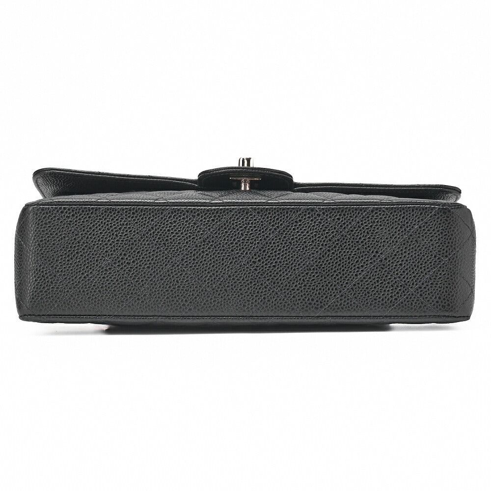 CHANEL Matlasse Double Flap 25cm Chain Shoulder Caviar Skin Black Silver-Tone Hardware, Pre-Owned