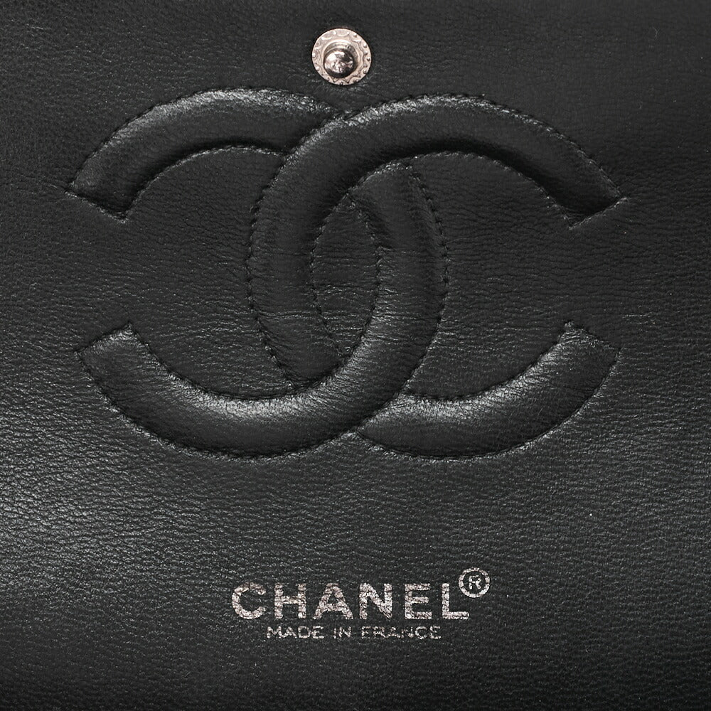 CHANEL Matlasse Double Flap 25cm Chain Shoulder Caviar Skin Black Silver-Tone Hardware, Pre-Owned