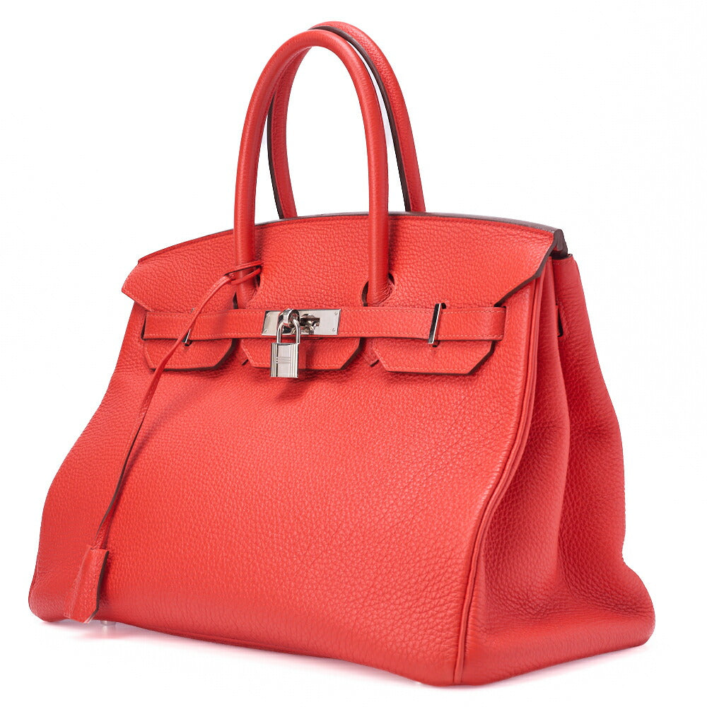 HERMES Birkin 35 Handbag Tryon Rose Jaipur Silver-Tone Hardware, Pre-Owned